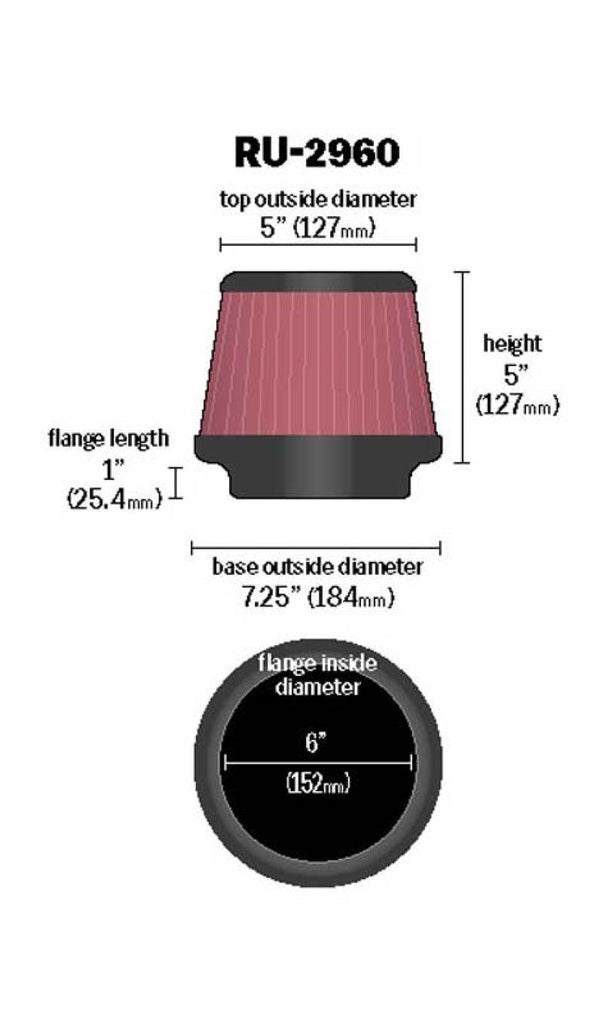 K&N RU-4950 Universal Clamp-On Air Filter