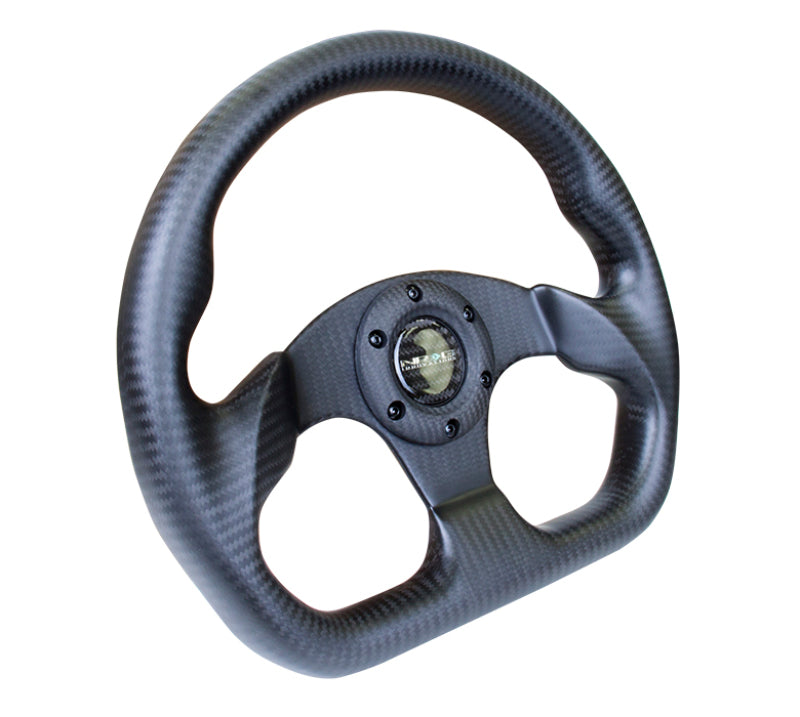 NRG Carbon Fiber Steering Wheel (320mm) Flat Bottom Matte Black Carbon - NRG - ST-009CF/MB