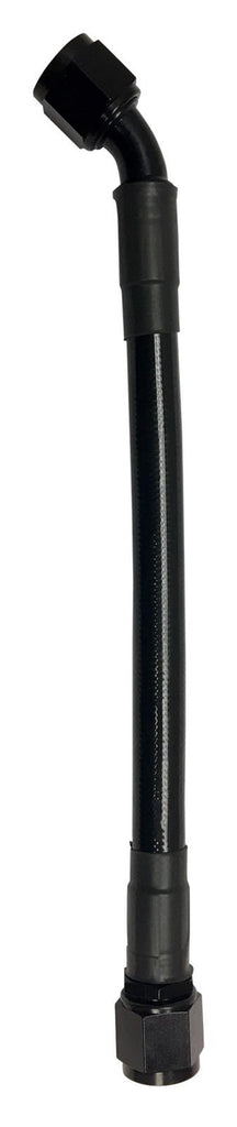Fragola -8AN Ext Black PTFE Hose Assembly Straight x 45 Degree 24in - Fragola - 6028-1-4-24BL