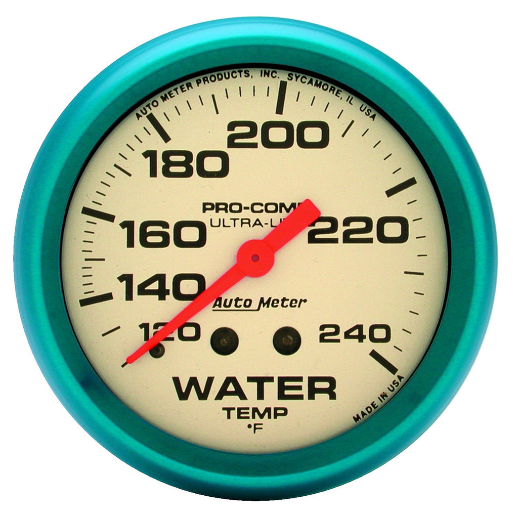GAUGE; WATER TEMP; 2 5/8in.; 120-240deg.F; MECH.; GLOW IN THE DARK; ULTRA-NITE - AutoMeter - 4532