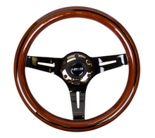 Load image into Gallery viewer, NRG Classic Wood Grain Steering Wheel (310mm) Dark Wood &amp; Black Line Inlay w/Blk Chrome 3-Spoke Ctr. - NRG - ST-310BRB-BK