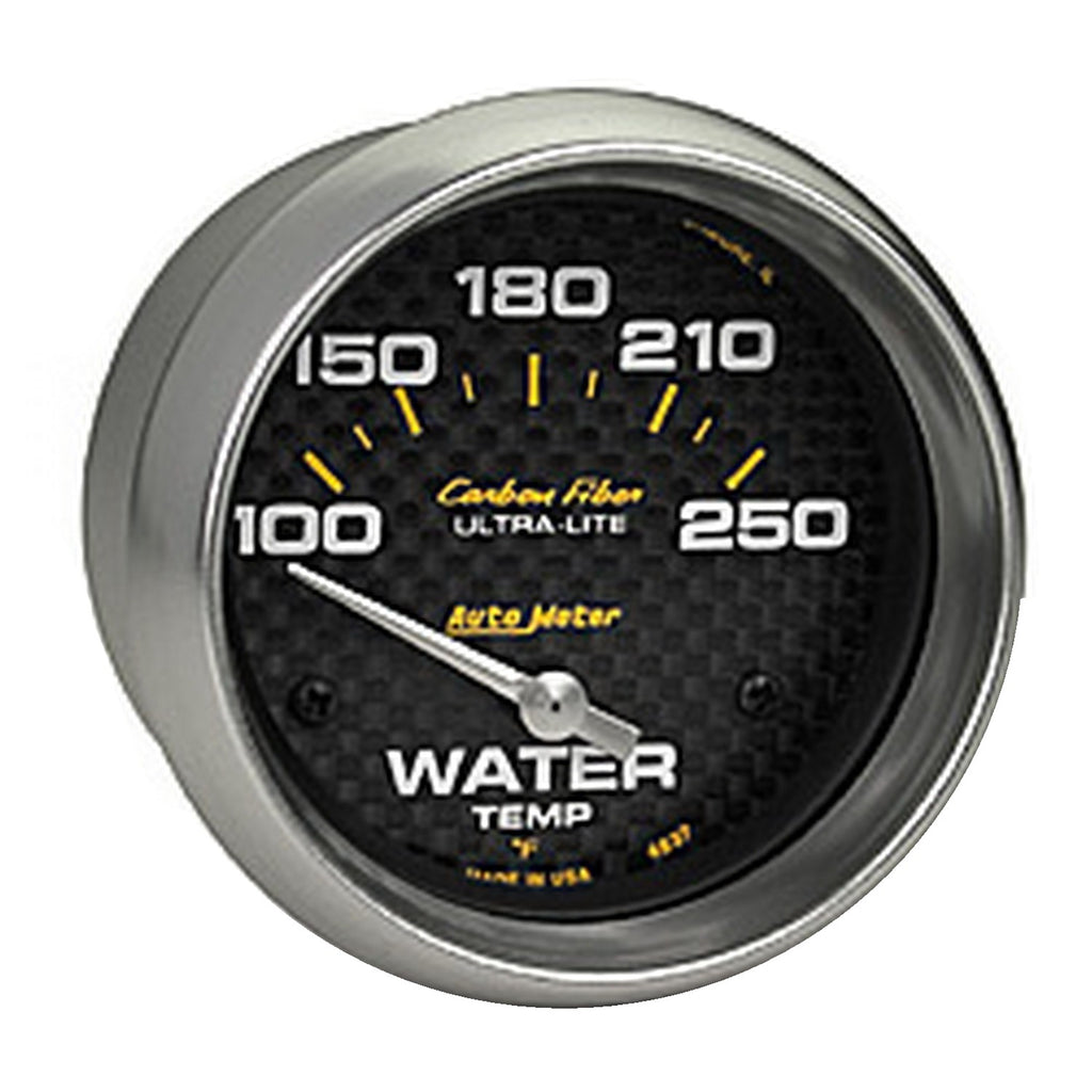 GAUGE; WATER TEMP; 2 5/8in.; 100-250deg.F; ELECTRIC; CARBON FIBER - AutoMeter - 4837