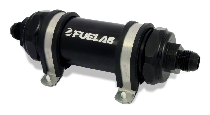 In-Line Fuel Filter, Long Length, -8AN Inlet/Outlet, 6 micron fiberglass element - Fuelab - 82832-1