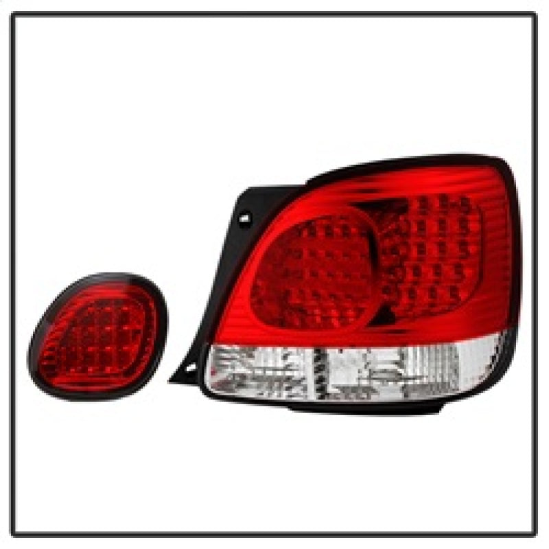 Spyder) LED 4pcs Tail Lights with Trunk Piece - Red Clear 1998 