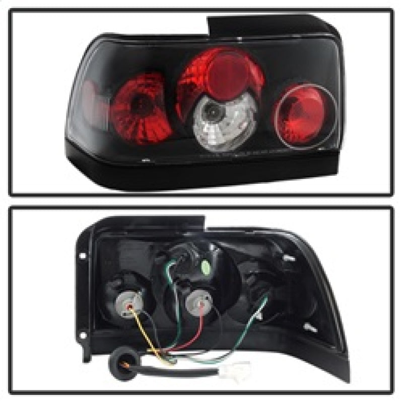 Spyder) Euro Style Tail Lights - Black 1994-1997 Toyota Corolla