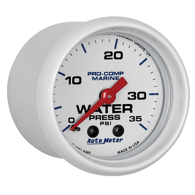 GAUGE; WATER PRESS; 2 1/16in.; 35PSI; MECHANICAL; MARINE WHITE - AutoMeter - 200772
