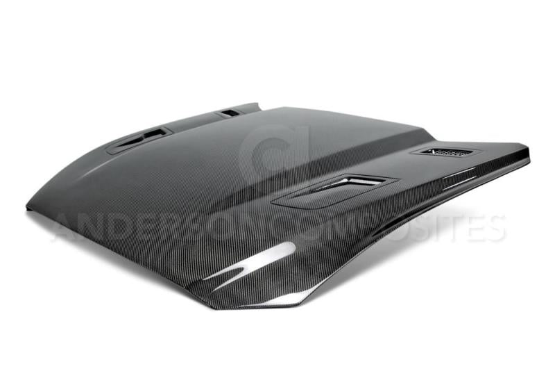 Type-GTH double sided carbon fiber hood for 2015-2017 Ford Mustang - Anderson Composites - AC-HD15FDMU-AT-DS