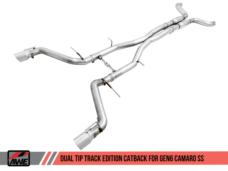AWE Tuning 16-19 Chevy Camaro SS Non-Resonated Cat-Back Exhaust - Track Edition (Chrome Silver Tips) - AWE Tuning - 3020-32048