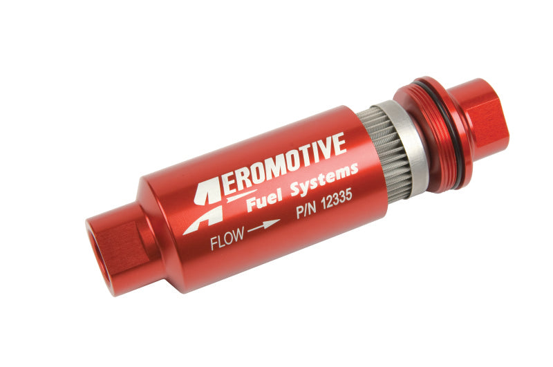 Aeromotive In-Line Filter - AN-10 size - 40 Micron SS Element - Red Anodize Finish - Aeromotive Fuel System - 12335