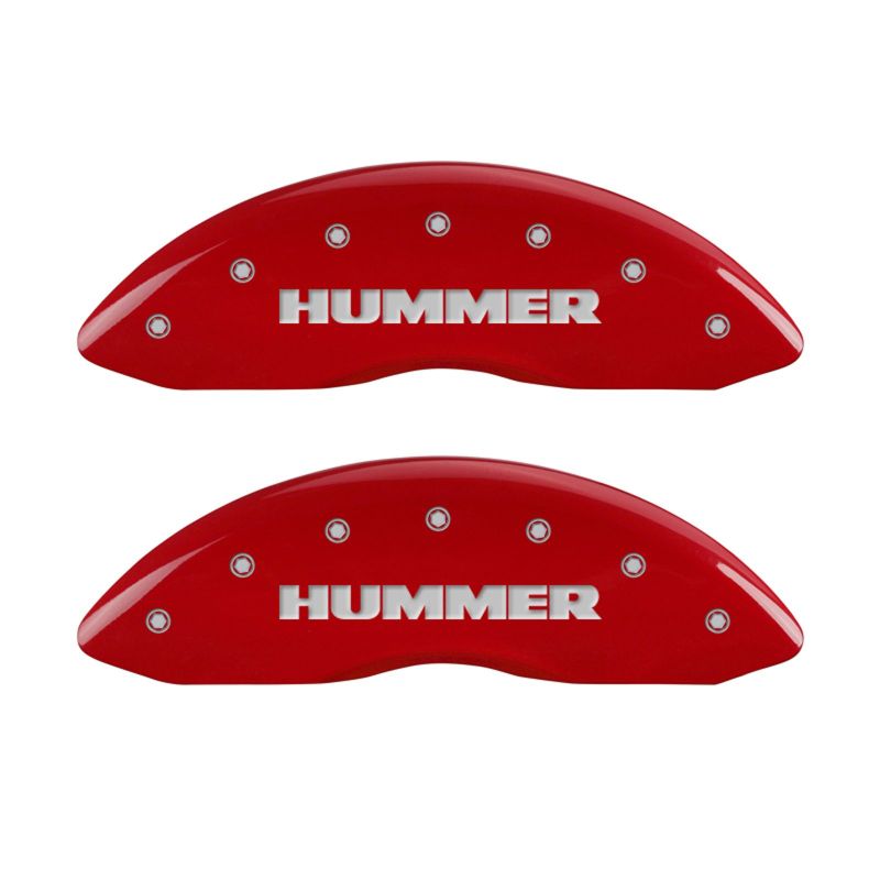 Set of 4: Red finish, Silver Hummer - MGP Caliper Covers - 52002SHUMRD