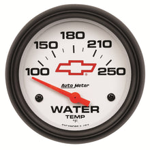 Load image into Gallery viewer, GAUGE; WATER TEMP; 2 5/8in.; 100-250deg.F; ELECTRIC; CHEVY RED BOWTIE; WHITE - AutoMeter - 5837-00406