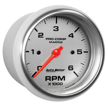 Load image into Gallery viewer, 3-3/8in. IN-DASH TACHOMETER; 0-6;000 RPM; MARINE SILVER ULTRA-LITE - AutoMeter - 200752-33