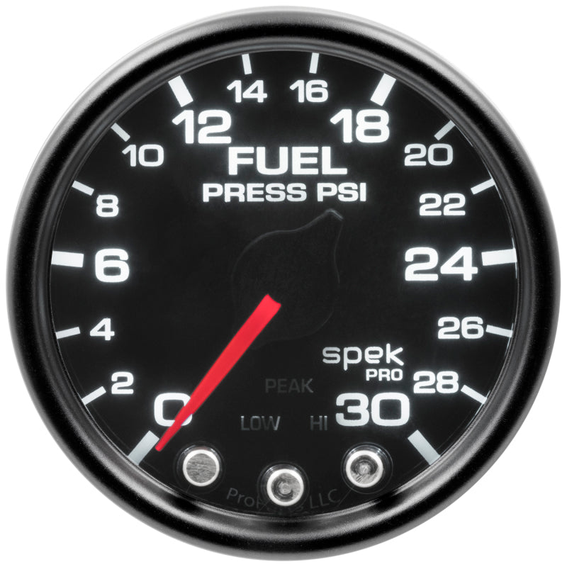GAUGE; FUEL PRESS; 2 1/16in.; 30PSI; STEPPER MOTOR W/PK/WRN; BLK/SMOKE/BLK; SPEK - AutoMeter - P31652