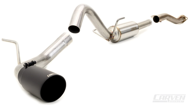 Carven 14-19 Toyota Tacoma 3.5L (Dbl. Cab/Reg. Bed) Competitor Series CB w/4in. Tip - Ceramic Black - Carven Exhaust - CT1004