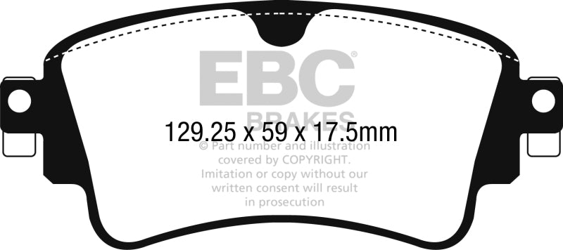 Redstuff Ceramic Low Dust Brake Pads; FMSI Rear Pad Design-D1898; 2017-2018 Audi A4 - EBC - DP32254C