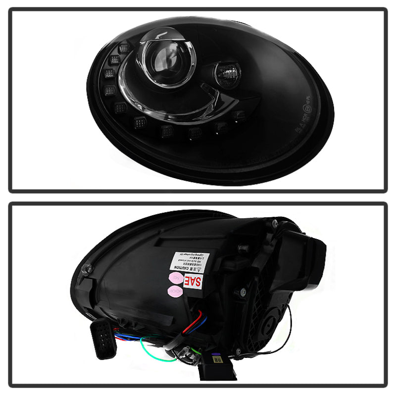 Spyder Signature) Projector Headlights - DRL LED - Black 2007