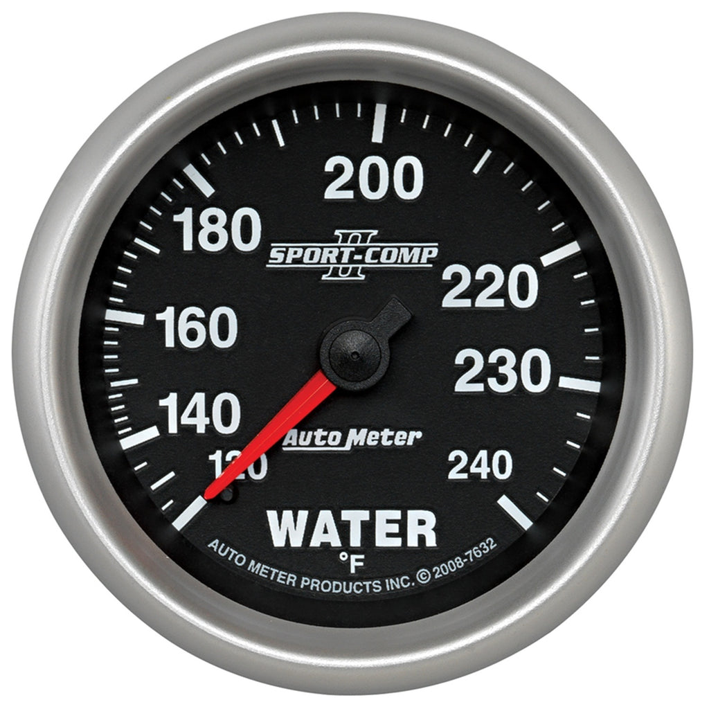 GAUGE; WATER TEMP; 2 5/8in.; 120-240deg.F; MECHANICAL; SPORT-COMP II - AutoMeter - 7632
