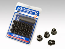 Load image into Gallery viewer, Rays 17 Hex Racing Nut Set L25 Short Type 12x1.25 - Black Chromate (16 Pieces) - Rays - W17RN12125BL25