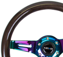 Load image into Gallery viewer, NRG Classic Wood Grain Steering Wheel (310mm) Black w/Neochrome 3-Spoke Center - NRG - ST-310BK-MC