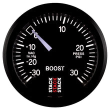 Load image into Gallery viewer, Autometer 52mm Stack Instruments -30INHG to +30PSI Mechanical Boost Gauge - Black - AutoMeter - ST3112