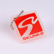Load image into Gallery viewer, Racetrack Logo Keychain; 39mm x 39mm; Raised Skunk2 Lettering; White/Red; - Skunk2 Racing - 888-99-3000