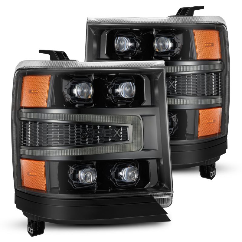 LED Projector Headlights in Alpha-Black 2016-2018 Chevrolet Silverado 1500 - AlphaRex - 880236