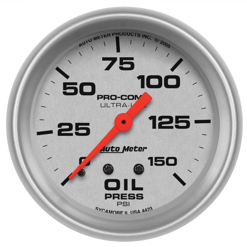 GAUGE; OIL PRESSURE; 2 5/8in.; 150PSI; MECHANICAL; ULTRA-LITE - AutoMeter - 4423