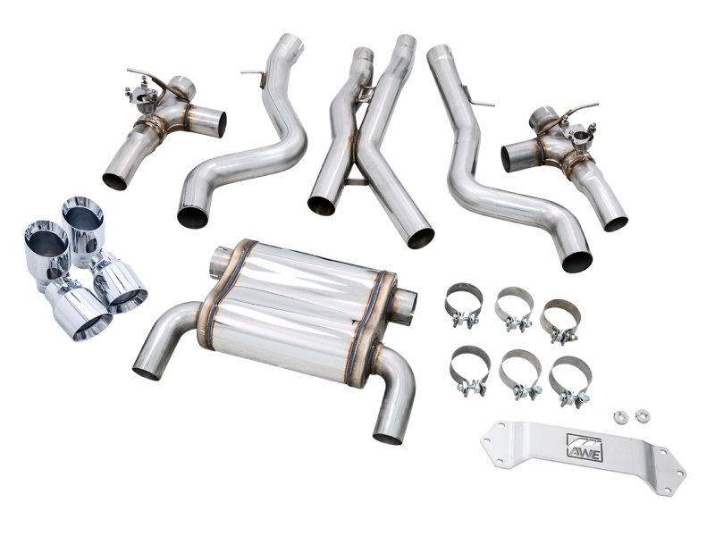 AWE Tuning BMW F8X M3/M4 SwitchPath Catback Exhaust - Chrome Silver Tips - AWE Tuning - 3025-42070
