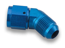 Load image into Gallery viewer, 45 Deg. Aluminum AN Coupling, Size: -10AN Male to -10AN Female Swivel, Anodized Blue, Bagged Packaging, - Earl&#39;s Performance - 924110ERL