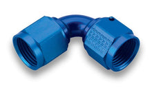 Load image into Gallery viewer, 90 Deg. Aluminum AN Coupling, Size: -4AN Female to -4AN Female Swivel, Bent Tube Design, Anodized Blue, Bagged Packaging, - Earl&#39;s Performance - 935104ERL
