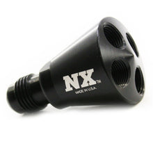 Load image into Gallery viewer, 4 PORT SHOWERHEAD DIST BLOCK WITH -6 MALE; Black. - Nitrous Express - 15019