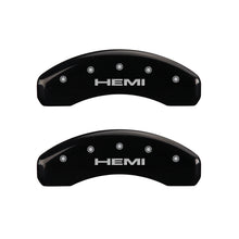 Load image into Gallery viewer, Set of 4: Black finish, Silver Hemi - MGP Caliper Covers - 55001SHEMBK