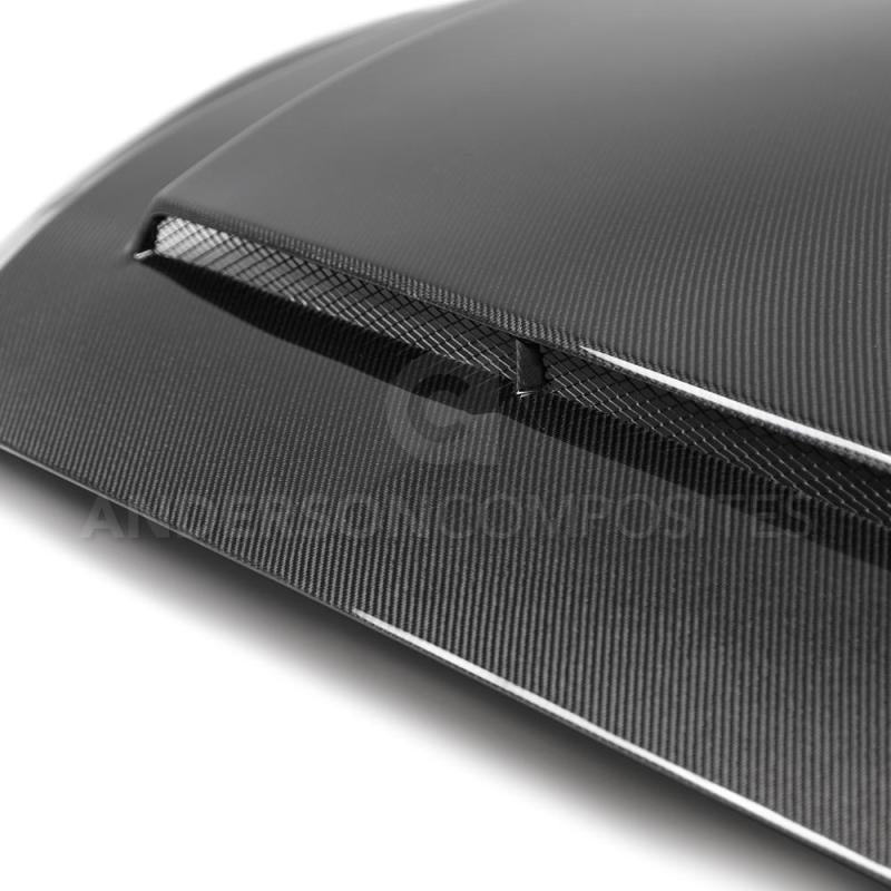Type-SN double sided carbon fiber hood for 2018-2020 Ford Mustang - Anderson Composites - AC-HD18FDMU-SN-DS