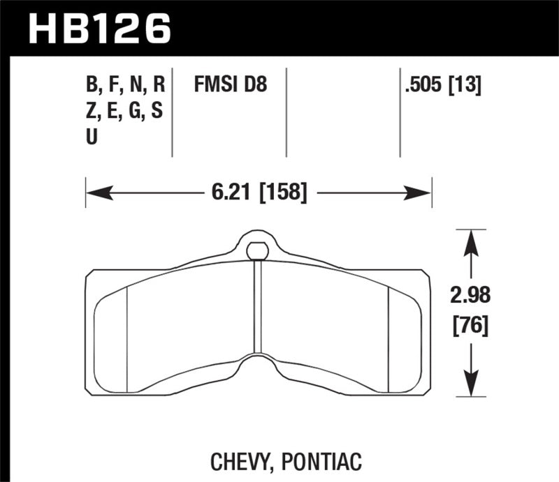 Disc Brake Pad Set ER-1 Disc Brake Pad, 0.505 Thickness, -    - Hawk Performance - HB126D.505