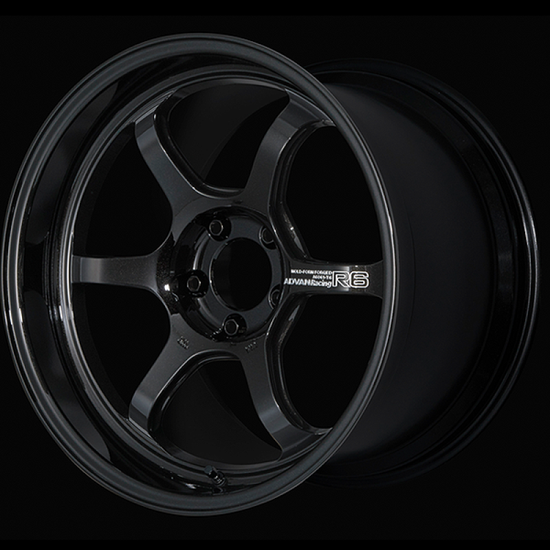 Advan R6 18x10.0 +24 5-114.3 Racing Titanium Black Wheel - Advan - YA68K24ETB