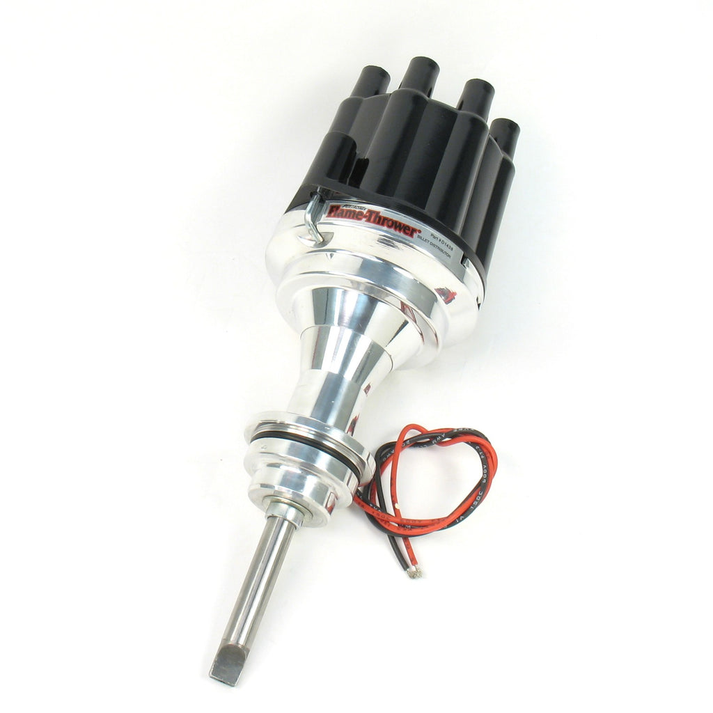 FLAME-THROWER BILLET DISTRIBUTOR WITH IGNITOR II ELECTRONICS FOR MOPAR 413-440 INCLUDING 426 HEMI ENGINES. NON VACUUM ADVANCE WITH BLACK FEMALE STYLE CAP. - Pertronix - D143800