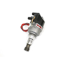 Load image into Gallery viewer, FLAME-THROWER PERFORMANCE DISTRIBUTOR FEATURING IGNITOR II ELECTRONICS FOR ENGLISH FORDS &amp; LOTUS TWIN CAM ENGINES WITH 45D STYLE LUCAS. 12-VOLT NEGATIVE GROUND, NON VACUUM ADVANCE, AND SIDE EXIT CAP. - Pertronix - D190509