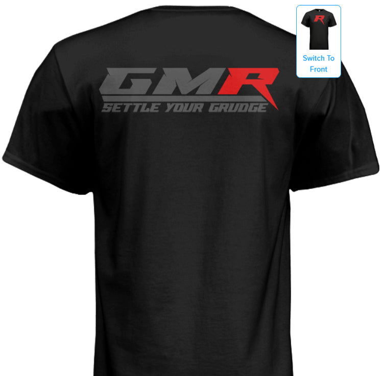 Grudge Motorsports T-Shirt "Big R" Front - Grey On Black