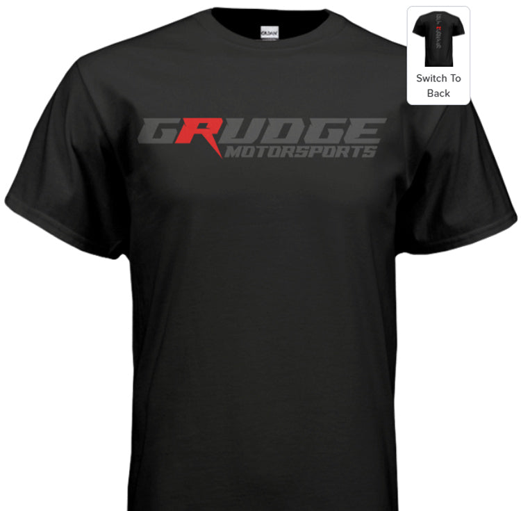 Grudge Motorsports T-Shirt "Get Redeyed" Vertical Back - Grey On Black