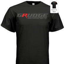 Load image into Gallery viewer, Grudge Motorsports Logo T-Shirt &quot;GMR Settle Your Grudge&quot; Back - Grey On Black
