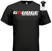 Load image into Gallery viewer, Grudge Motorsports Logo T-Shirt &quot;GMR Settle Your Grudge&quot; Back - White On Black