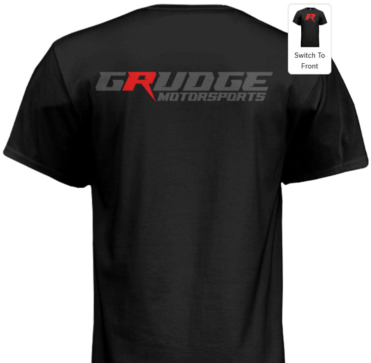 Grudge Motorsports T-Shirt "Big R" Front - Grey On Black