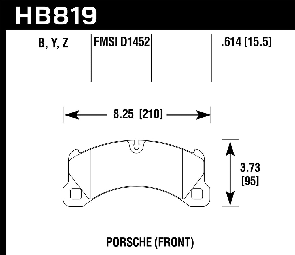 Disc Brake Pad Set HPS 5.0 Disc Brake Pad, 0.614 Thickness, - 2011 Porsche Cayenne - Hawk Performance - HB819B.614
