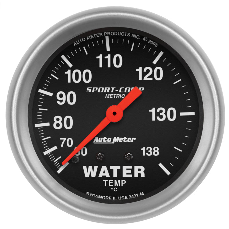 GAUGE; WATER TEMP; 2 5/8in.; 60-140deg.C; MECHANICAL; SPORT-COMP - AutoMeter - 3431-M