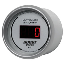 Load image into Gallery viewer, GAUGE; BOOST; 2 1/16in.; 60PSI; DIGITAL; SILVER DIAL W/RED LED - AutoMeter - 6570