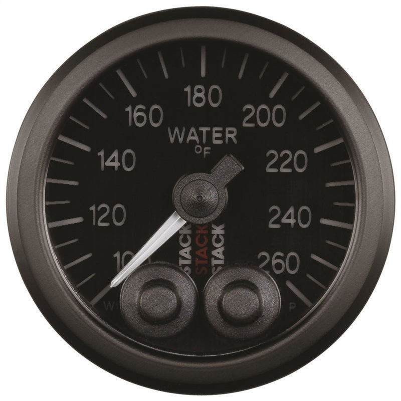 Autometer Stack Pro Control 52mm 100-260 deg F Water Temp Gauge - Black (1/8in NPTF Male) - AutoMeter - ST3508