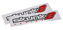 Load image into Gallery viewer, Classic Logo Decal Set; 35 in. Length; White w/Black/Red Logo; Set of 2; - Skunk2 Racing - 837-99-1035