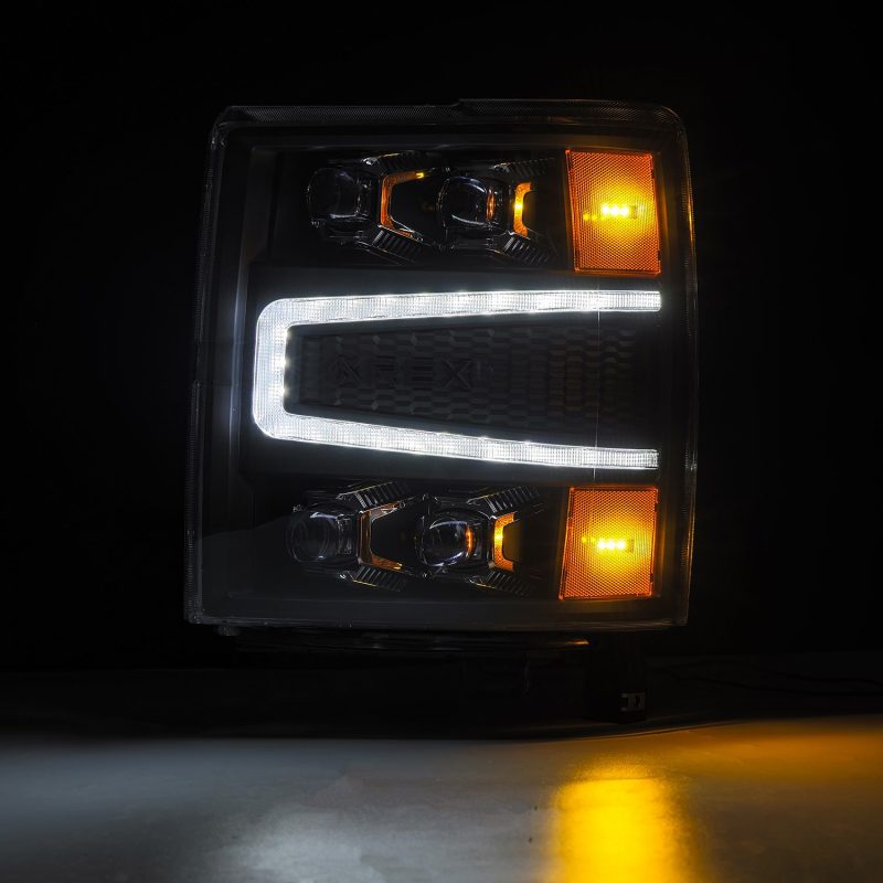 LED Projector Headlights in Black 2014-2015 Chevrolet Silverado 1500 - AlphaRex - 880239