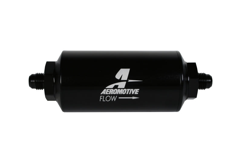 Aeromotive In-Line Filter - (AN-6 Male) 10 Micron Fabric Element Bright Dip Black Finish - Aeromotive Fuel System - 12347