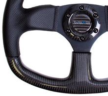 Load image into Gallery viewer, NRG Carbon Fiber Steering Wheel (320mm) Flat Bottom &amp; Leather Trim w/Black Stitching - NRG - ST-009CFBS